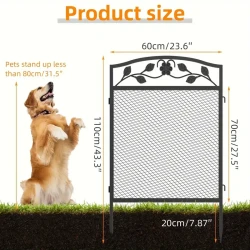 5 Panels Decorative Garden Fences Metal Heavy Duty Dog For Medium/ Small Animals Playpen Fences Animal Barrier For Indoor Outdoor Use, Each L * H 60x110cm