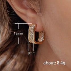 Huitan Korean Fashion CZ Hoop Earrings – Silver/Gold Metal Hoops for Women