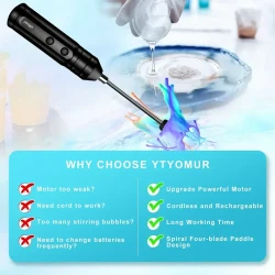 USB Rechargeable Resin Mixer - Advanced Epoxy Resin Stirrer With Handheld Design, LED Indicator For DIY Crafts, Resin Mixing Resin Casting Tool, Wrist-Saving (Includes 1 Paddle)