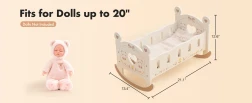 Wooden Baby Doll Cradle with Bedding