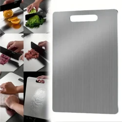 Premium 304 Stainless Steel Kitchen Cutting Surface - Dual-Sided, Food-Safe - Suitable for Meat, Fruit, Vegetables - Easy Clean, Portable Essential for Home Cooking - Contact-Ready for Foods