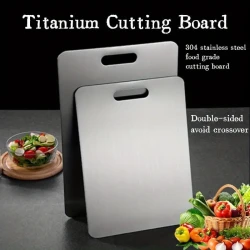 Premium 304 Stainless Steel Kitchen Cutting Surface - Dual-Sided, Food-Safe - Suitable for Meat, Fruit, Vegetables - Easy Clean, Portable Essential for Home Cooking - Contact-Ready for Foods