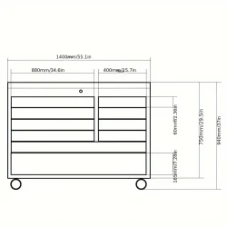 139.7 cm Stainless Steel 10 Drawer Work Bench Tool Chest Tool Box Chest Tool Cabinet