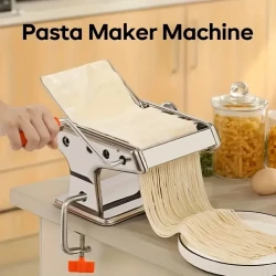 Pasta Machine, Manual Pasta Maker Noodle Roller Hand Press Machine Stainless Steel With 6 Adjustable Thickness Settings, 2 Noodle Cutter, Suit For Homemade Spaghetti, Pasta, Fettuccini, Lasagna Or Dumpling, Kitchen Utensils Kitchen Gadgets