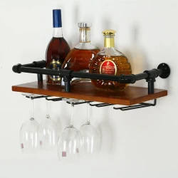 ndustrial Bar Hanging Wall Mounted Wine Rack