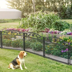 5 Panels Metal Decorative Garden Fences Heavy Duty Dog Playpen Fences Animal Barrier Solid Dog Fence Barrier Rustproof Garden Fence For Indoor Outdoor Use For Medium/ Small Animals