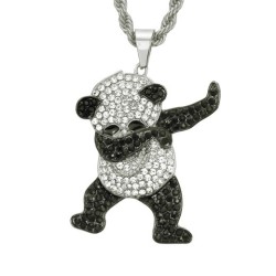 Hip-hop Cool Hip-hop Panda Diamond Pendant