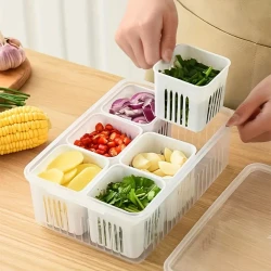 Refrigerator Storage Bins - 6 In 1 Dust-proof Food