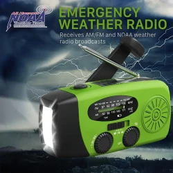 Emergency Hand Crank Radio with 2000mAh Power Bank Phone Charger, AM/FM/NOAA Portable Weather Radio with 3 LED Flashlight