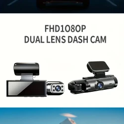 Dual Lens Dash Cam with 64GB High-Speed Memory Card Bundle, 1080P HD Night Vision, 3.16-Inch IPS Display, 30-Day Loop Recording, G-Sensor