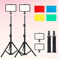 LED Photo Fill Light with Dimmable USB-Powered Panel, 4 Color Filters, 50-Inch Tripod Stand, Portable Studio Lighting for Photography, Video Recording, and Streaming