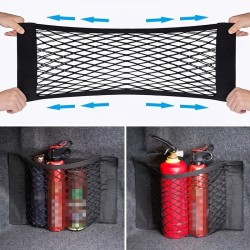 Universal Double Mesh Car Storage Bag – Trunk Storage Net & Fire Extinguisher Fixed Holder