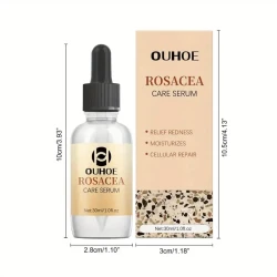 OUHOE Rosacea Care Serum, 60pcs, Facial Skincare, Essential Oils, Moisturizes & Nourishes, Reduces Skin Redness, Soothes & Eliminates Scaly Skin, Suitable for All Skin Types, with Glycerin, Tea Tree, Aloe Vera, and Urea