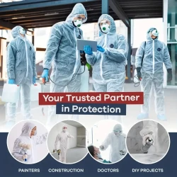 5-Pack Disposable Hazmat Protective Suits | Unisex-Adult Lightweight Work Coveralls | Hooded Whole Body Chemical Protection | Paint Suits L-3XL | Fabric Material | Loose Fit | 4 Sizes Mixed Pack