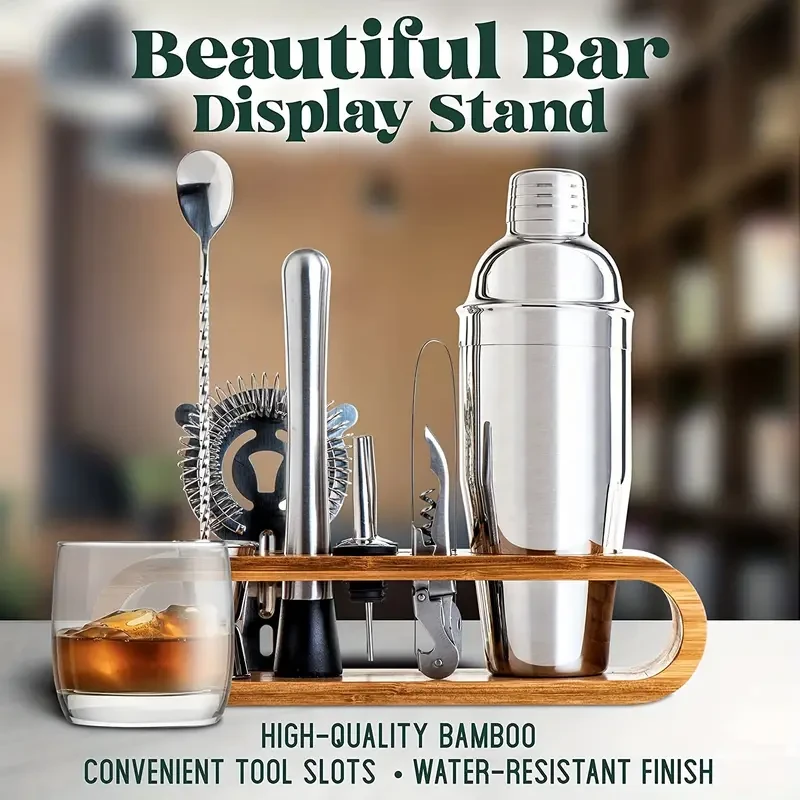 Mixology Bartender Kit: 10-Piece Bar Tool Set With Stylish Bamboo Stand