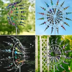 Iron Kinetic Wind Spinner with Reflective Gazing Balls - Dynamic Windmill for Garden, Lawn, Patio