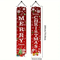 Festive Pair of Christmas Banners: Perfect for Home, Party, Or Garden Decor - 180Cm/70.8Inch X 30Cm/11.8Inch