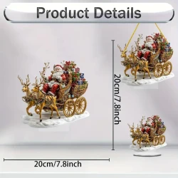 1pc Christmas Sleigh with Santa Claus Figurine - Bohemian Style, 19.81cm X 19.81cm, Acrylic, Multi-Purpose, No Text for Home, Coffee House, Bedroom Decor, Garden, Porch, And Home Decoration