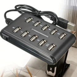 Portable Dual Rows 10-Port USB 2.0 Power Strip