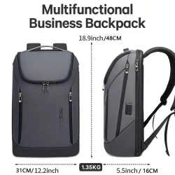 Men's Minimalist Business Travel Backpack - 15.6-inch Laptop Bag with Large Capacity