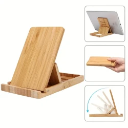 Bamboo Foldable Phone Stand, Tablet Stand, Office Supplies Stand.