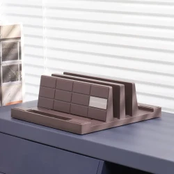 Vaydeer 3-in-1 Vertical Laptop Stand - Dual Slot, Space-Saving Desk Organizer for Notebooks, Tablets & Phones