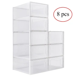 Pack of 8 Transparent Shoe Storage Boxes