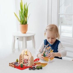 Barn Suit Wooden Building Blocks Cognitive Early Education Enlightenment Toys