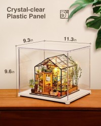 ROBOTIME DG Series Dust Proof Dust Cover For Miniature House Building Sets, Stackable Acrylic Display Case With Door Dustproof Prevention DF03L