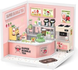 ROBOTIME DIY Miniature Dollhouse Kits Super Creator Double Joy Bubble Tea DW006