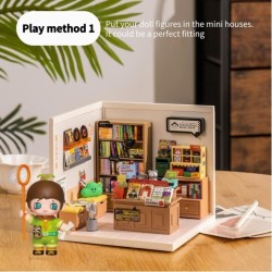 ROBOTIME DIY Miniature Dollhouse Kits Super Store Fascinating Book Store Kit DW004