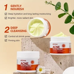 MOOYAM Acne-Fighting Face Cream with AHA 3%, BHA 1.5% & Centella Asiatica - Moisturizing & Firming for Sensitive, Dry Skin, Suitable for All Skin Types