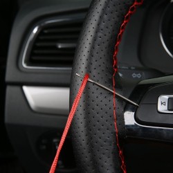 DIY Artificial Leather Steering Wheel Cover Kit – Soft Texture, Needles & Braid Thread