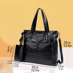 Retro Chic PU Leather Tote Bag