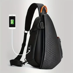 Unisex Black Nylon Crossbody Bag