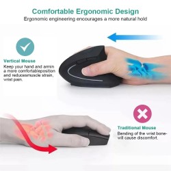 Ergonomic Vertical Wireless Mouse – 2.4GHz Optical Mouse