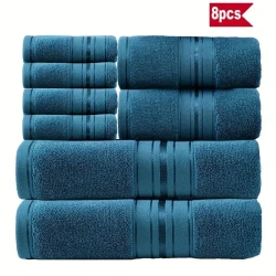 8pcs Luxury Bath Towel Set: 100% Pure Cotton, High-Quality Hotel Standard, Soft & Absorbent, Suitable for Bathrooms, Hotels, SPA