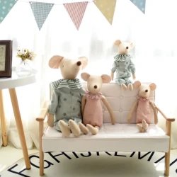 Small Fresh Cotton Linen Small Mouse Appease Dolls Plush Toys For Children