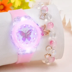 2pcs/set Cartoon Butterfly Watch & Bracelet Set