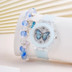 2pcs/set Cartoon Butterfly Watch & Bracelet Set