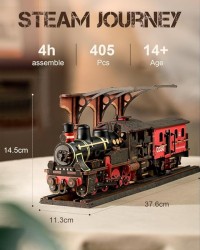 ROBOTIME Steam Journey Model Kits 3D Wooden Puzzles Home Decor Craft Gifts For Adults Men Boys Girls TGS01