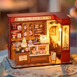 ROBOTIME DIY Miniature Dollhouse Kits Honey Dessert Talk Wooden Dollhouse Model