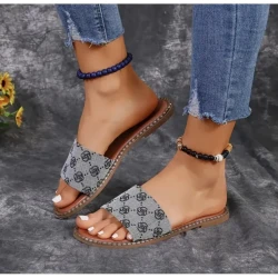 Summer Flower Print Flat Sandals For Women