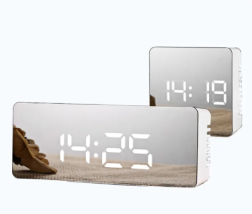 2 pcs Digital LED multi-function mirror clock