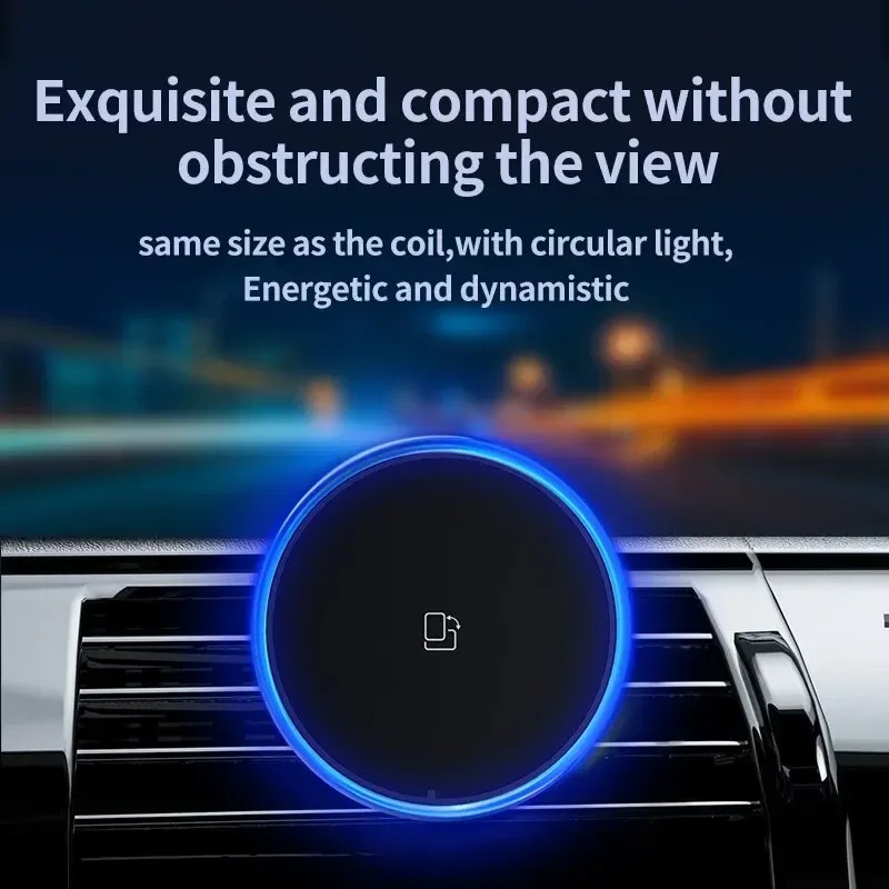 30W Magnetic Car Wireless Charger RGB - Fast Charging Phone Holder Stand Mount for iPhone 12, 13, 14, 15 Pro Max