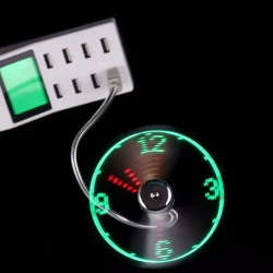 Fan Adjustable Mini Flexible Fan LED Light Time Clock