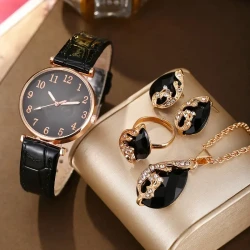 Women’s Casual Leaf Quartz Watch & Jewelry Set