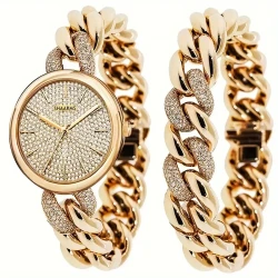 Vintage Chic Women’s Quartz Watch & Bracelet Set