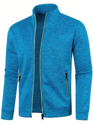 Premium Mens Mid-Weight Stretch Cardigan Sweater Coat - Full Zip Up, Casual Elegance, Perfect for Fall Winter - Versatile Layering, Comfort & Warmth