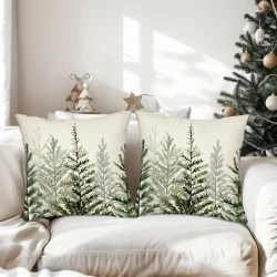 2pcs Rustic Christmas Tree Throw Pillow Covers, 45.72x45.72cm